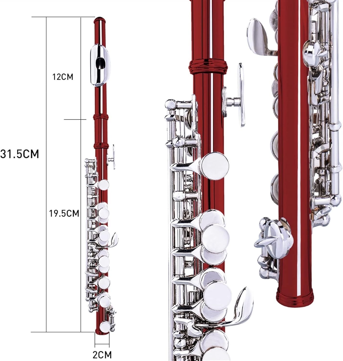 Crimson Piccolo Half-Size Flute Silver Plated C Key Cupronickel with Padded Box Woodwind Instrument Flutes