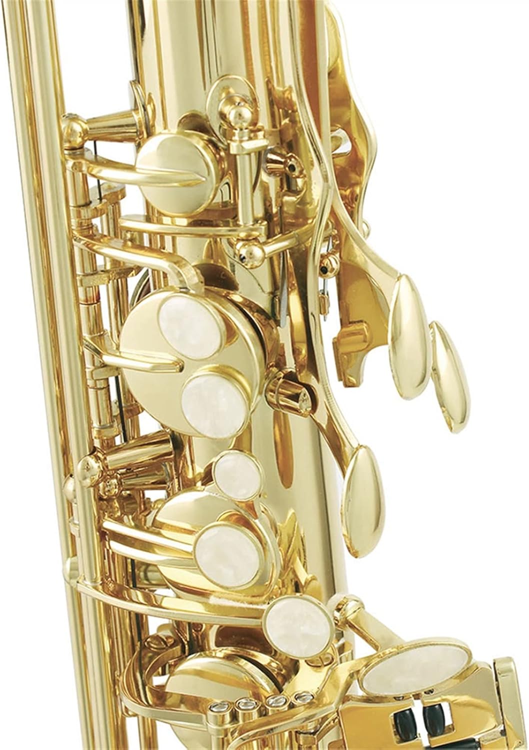 Bb Tenor Saxophone Brass Body Electrophoresis Gold Woodwind Instrument (Color : Gold)