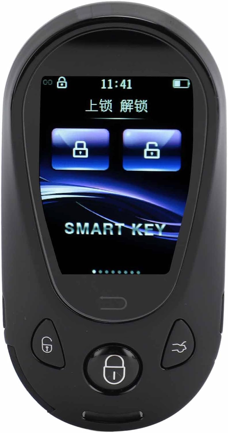 Smart Remote Car Key, Keyless Entry Remote Car Key Fob with LCD Screen, Universal Car Key Replacement Accessory for One Click Start Car(Black)