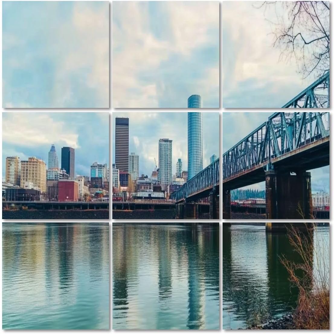 Art Acoustic Panels Self Adhesive portland oregon panoramas pictures 9 Packs Decorative Soundproof Wall Panels Large Sound Absorbing Panels for Home Office 60