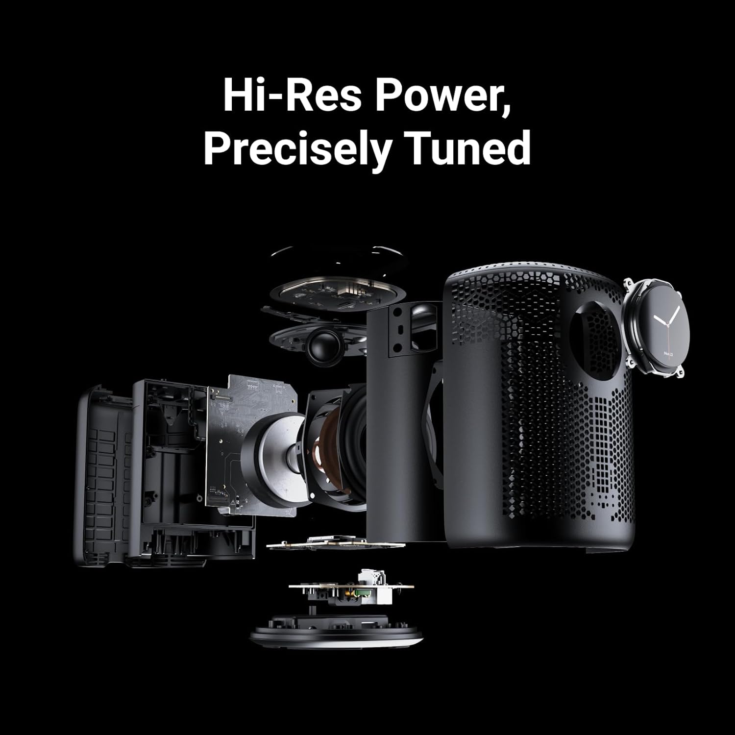 WiiM Sound Smart Speaker with 1.8″ Touch Display, Hi‑Res 24‑bit/192 kHz, AI RoomFit™ Room Correction, 100W Peak, Wi‑Fi 6E/Bluetooth 5.3, Multi‑Room & Stereo Pairing, Remote Included, Black