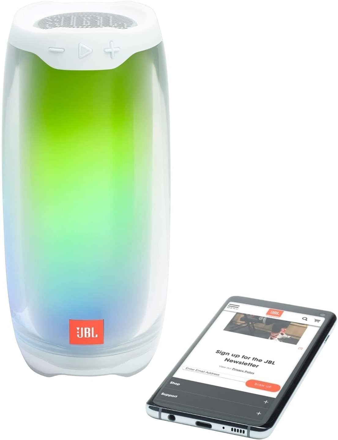 JBL Pulse 4 Waterproof Portable Bluetooth Speaker with Light Show - White (Renewed)