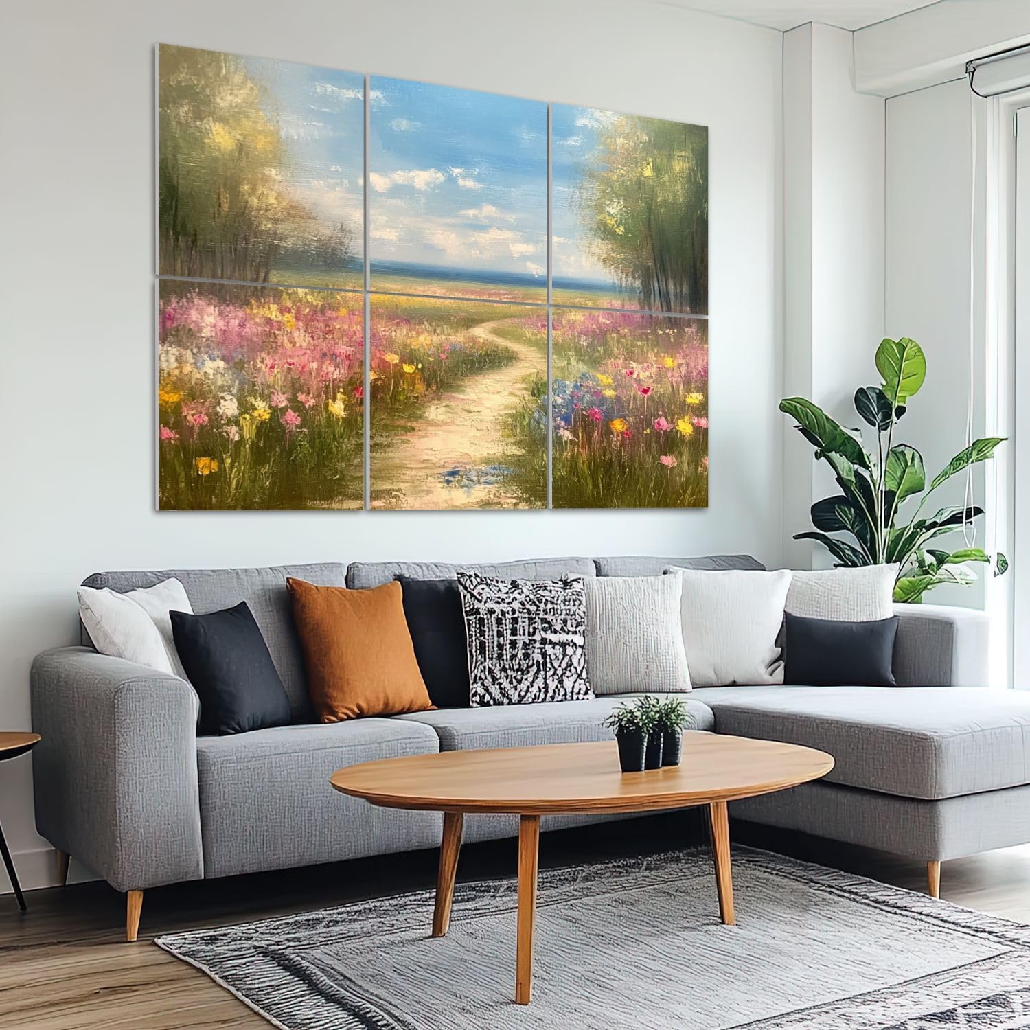 6 Pack Art Acoustic Panels Sound Absorbing Framed Flowers Art Colorful Wildflower Field Nature Spring Landscape Decorative Soundproof Wall Panels Self Adhesive for Recording Studios Office 72