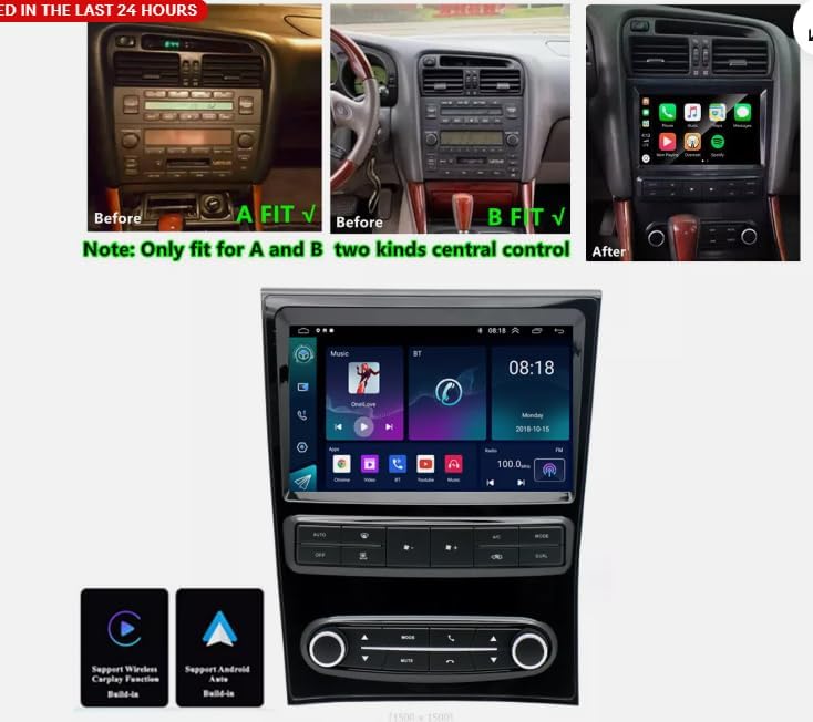 4+64G 9In Car Stereo for Lexus GS300/GS400/GS430 1998-2005 2004 2003 2002 2001 2000 1999 w/GPS Navigation with Carplay w/Android Auto Double Din Touchscreen Car Radio Receiver Backup Camera