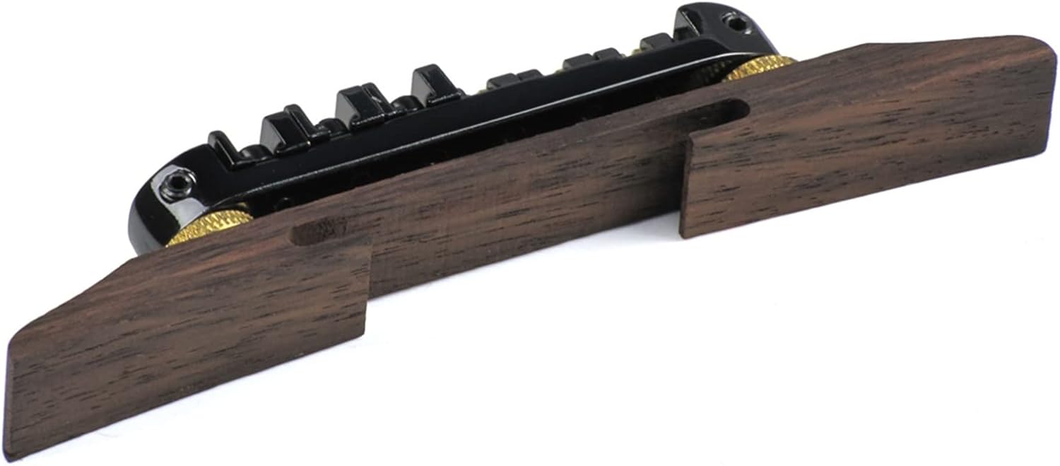 Black Roller Saddles Guitar Bridge Rosewood Base & Tailpiece for Archtop Bass Guitar Parts Electric Guitar Bridge