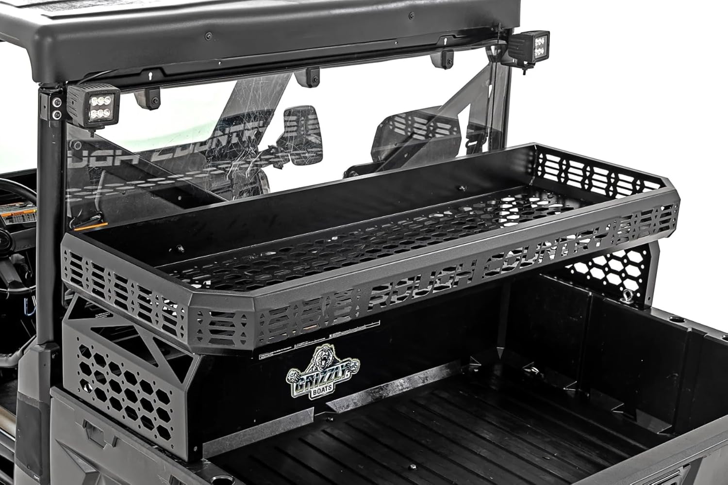 Rough Country Over Bed Cargo Rack for Polaris Ranger/Can-Am Defender (2010-2025) - Adds Elevated Storage Space, Molle Panel Sides, Easy Bolt-on Install