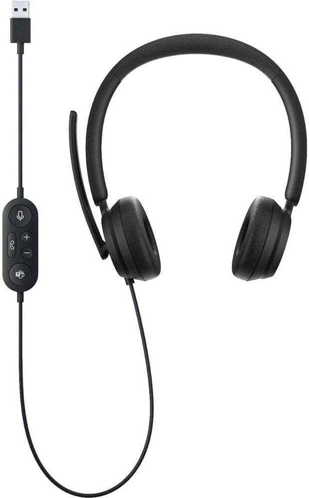 Microsoft Modern Wired Headset,On-Ear Stereo Headphones with Noise-Cancelling Microphone, USB-A Connectivity, In-Line Controls, PC/Mac/Laptop - Certified for Microsoft Teams