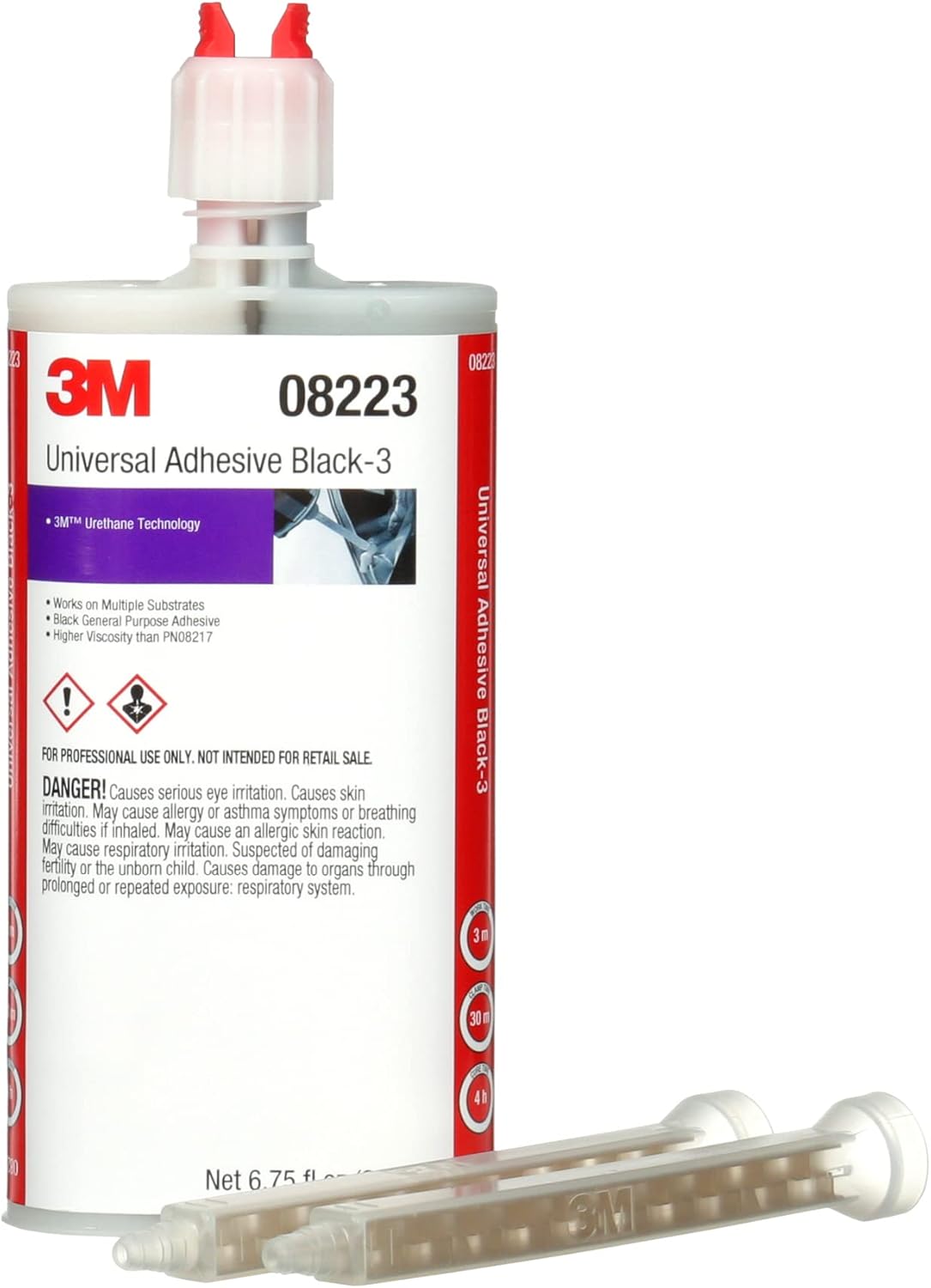 3M Universal Adhesive Black - 3, 08223, High Viscosity, Gap Filling, Durable, Industrial, 200 mL Cartridge