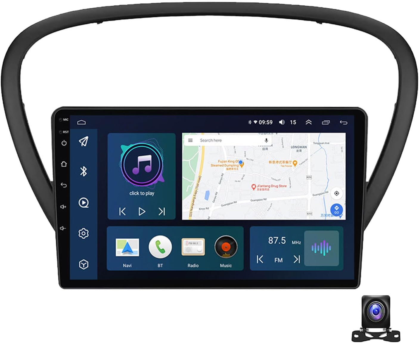 Double Din Car Stereo with Carplay/Android Auto, Car Audio with 9 Inch Touch Screen, for Peugeot 607 2004~2010 Bluetooth Car Radio with 4G/WiFi/SWC/FM, 720P Backup Camera,Y4s 8g+128g