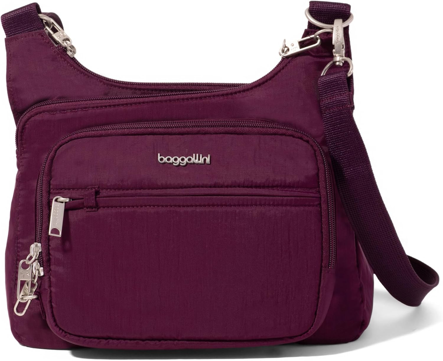 Baggallini Securtex® Anti-Theft Crossover Crossbody Bag for Travel 11”W x 8.5”H, RFID, Built-in Wallet, Locking Zippers