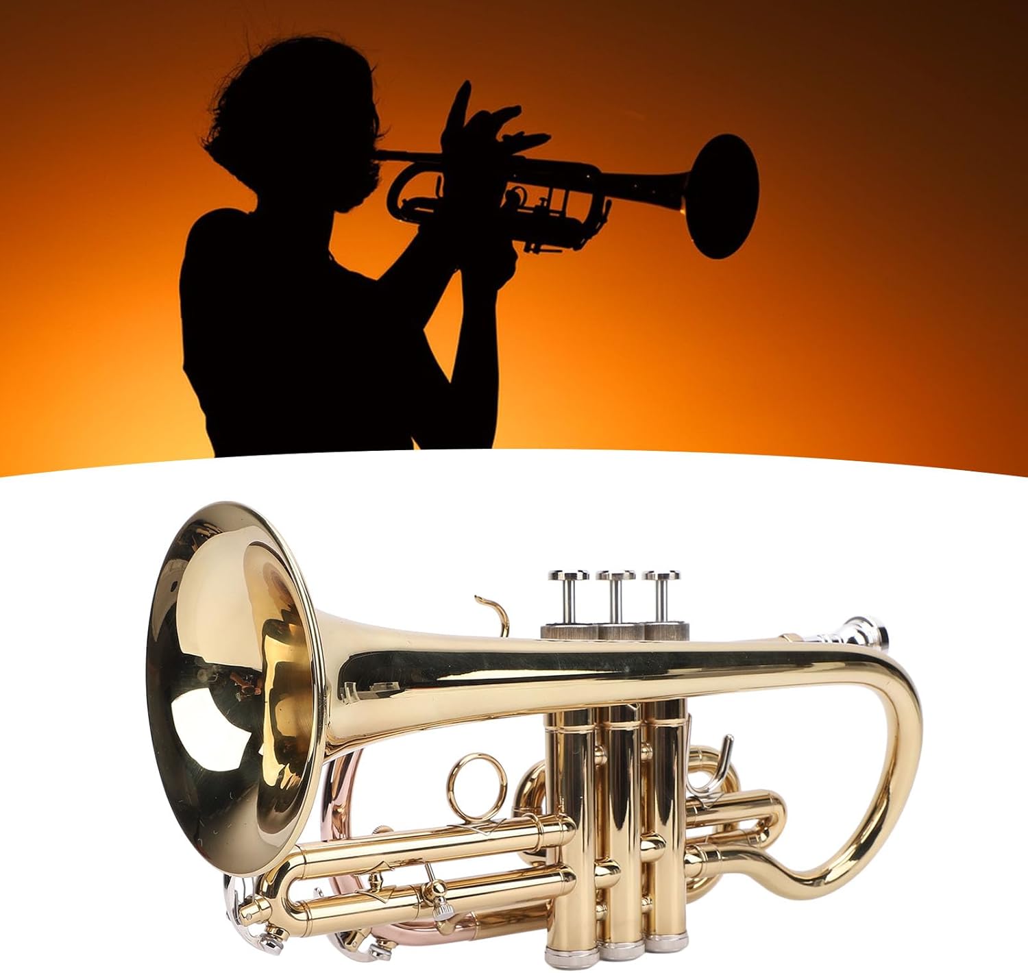 Bb Cornet Gold Lacquer Brass Wind Instrument with Case Mouthpiece for Student Beginner Ensemble