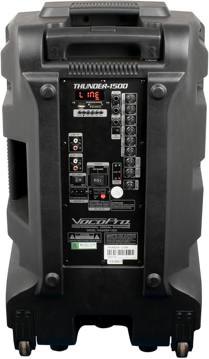 VocoPro 2000W PA System with Two Digital Wireless Vocal Microphones, Eight Channel Mixer with DSP Vocal Effect and Two 15-inch Powered Speakers with Build-in Derby Light.