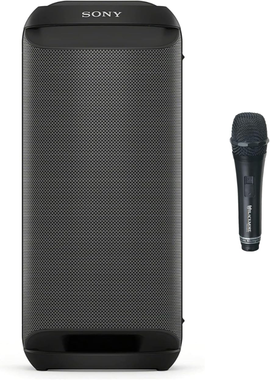 Sony SRS-XV800 X-Series Wireless Portable Bluetooth Karaoke Party Speaker(Black) with Wired Dynamic Microphone Bundle (2 Items)