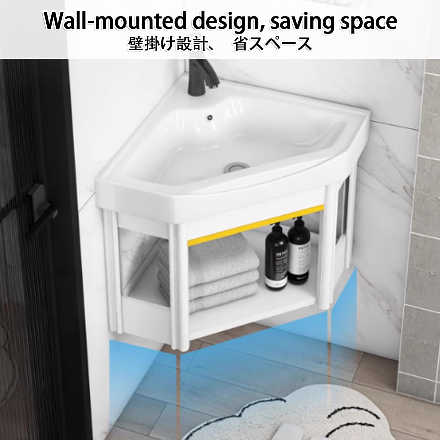 Small Vessel Sink Wall Mount Bathroom Sinks Floating Bathroom Sink Triangle Corner Bathroom Sink Corner Wall Mount Multifunctional Practical Ceramic Sink With Single Hole And Overflow For Hom
