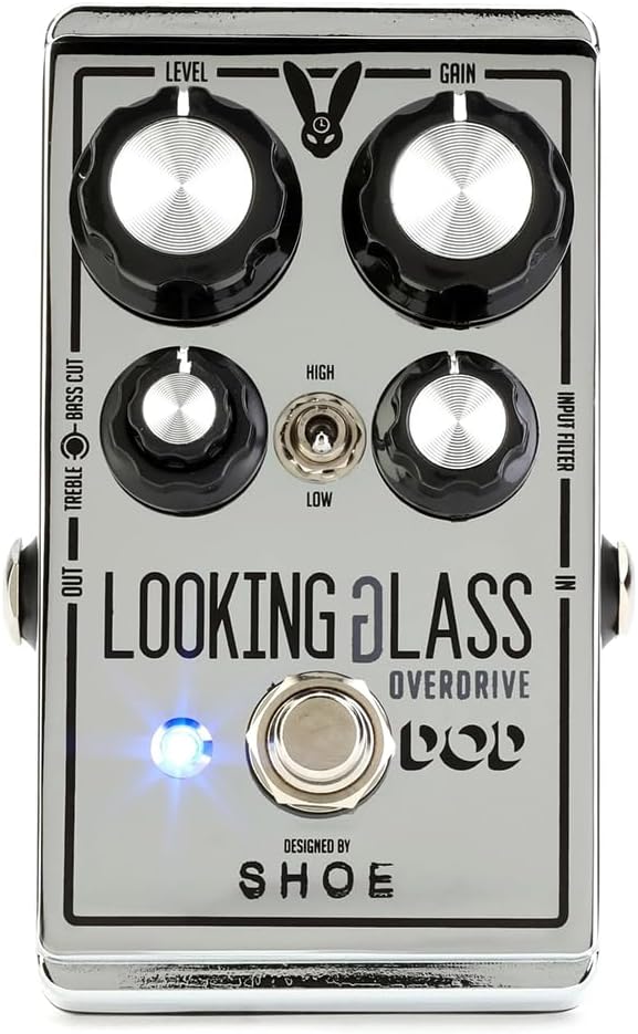 DigiTech Looking Glass Effect Pedal Bundle w/ 2-Pack Strukture S6P48 Woven Right Angle Patch Cable, 12-Pack Guitar Pick and Liquid Audio Polishing Cloth