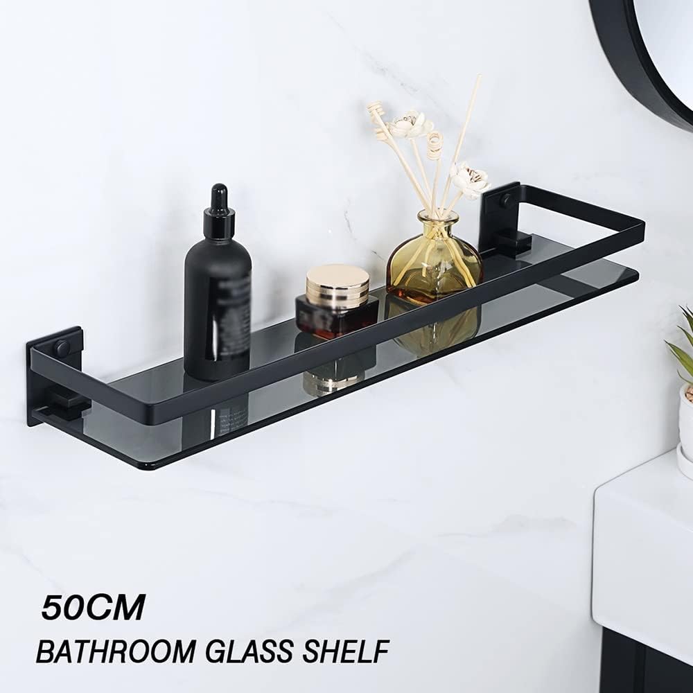 Shower Caddy Bathroom Shelves, Shower Storage Rack Glass Bath Shelf, Wall Mount Shampoo Rack Organizer, Bathroom Accessories Bathroom Organizer (Color : 38cm)