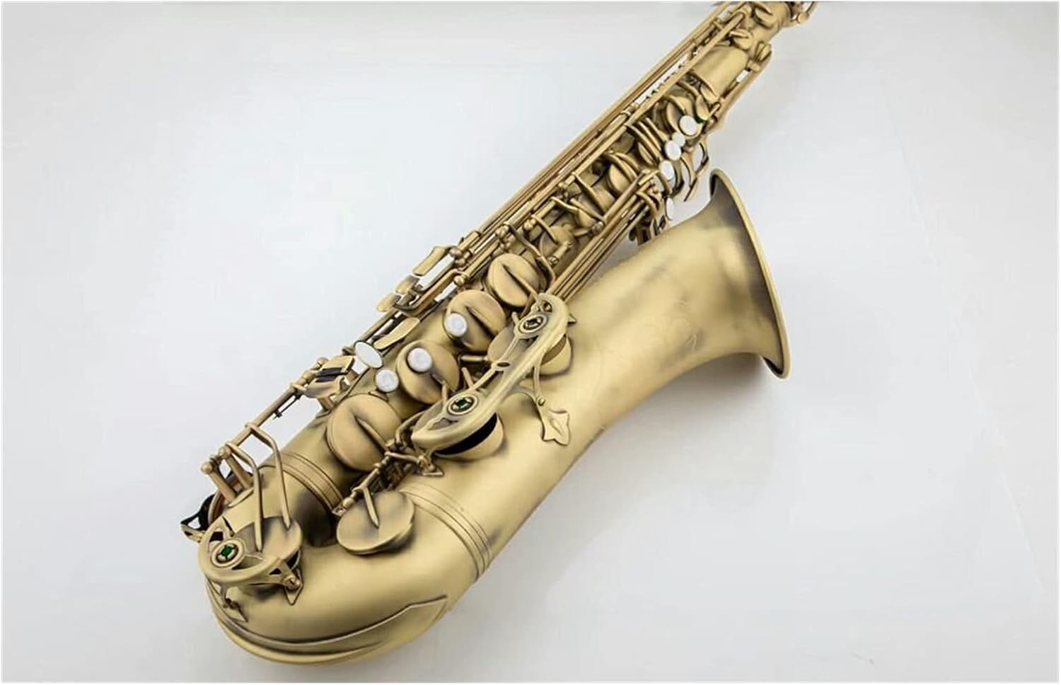 Sax Beginners Kit Tenor Saxophone Bb Tune Brass Antique Copper White Natural Shell Button Music Instrument Sax with Mouthpiece Case Wind Instrument