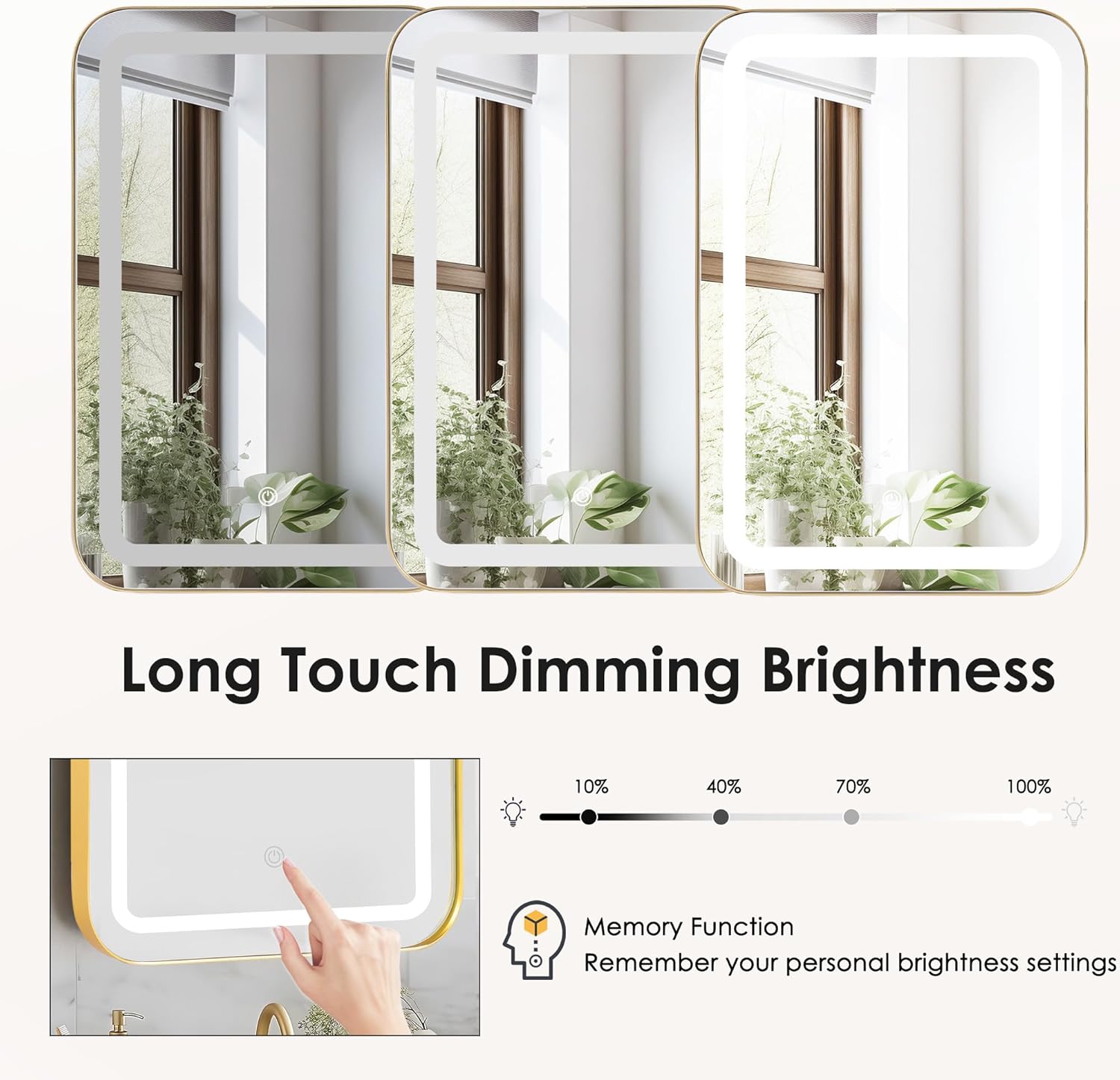 SogesGame LED Medicine Cabinet, 16 x 24 Inch Bathroom Medicine Cabinet with Adjustable Shelves, Recessed or Wall Mount, Wall Mounted Deep Metal Framed Rounded Corner, Gold