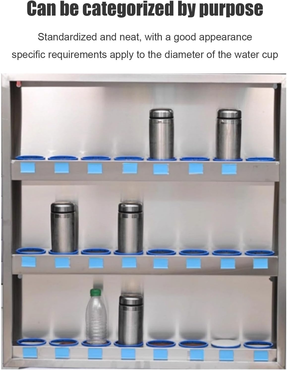 2/3 Layer Wall Mounted Stainless Steel Water Bottle Holder, Employee Cup Storage Organizer,304 Stainless Steel Cup Holder Display Stand for Shopping Malls Factory Restaurant
