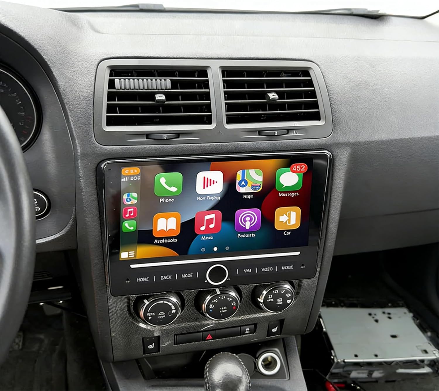 PHEZEN 10 inch Touchscreen Car Stereo Fit for Dodge Challenger 2008-2014, Android 14 Double Din Car Radio with Carplay & Android Auto in-Dash Navigation BT Mirror Link WiFi Backup Camera 4+64G