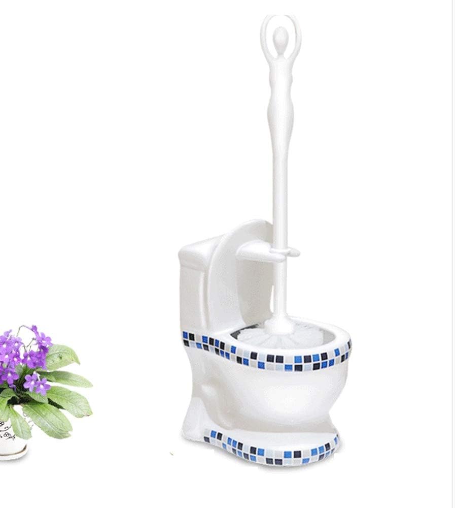 Ceramic Bowl Toilet Brush Holder and Lotion Pump - White - Brush Included -