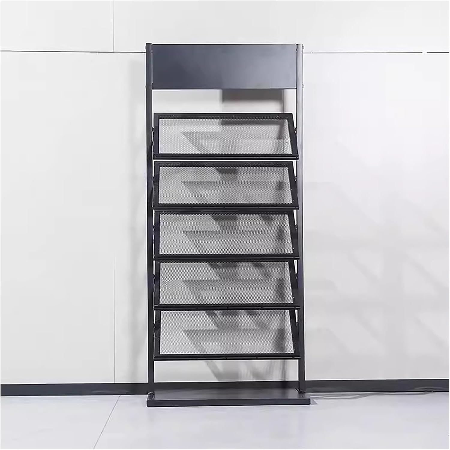 5 Tier Standing Floor Tile Display Rack,Sample Door Stand,Ceramic Tiles Floor Porcelain Display Shelf,Wood Panel Tile Sample Display Racks (Color : Black, Size : 45x35x150cm)