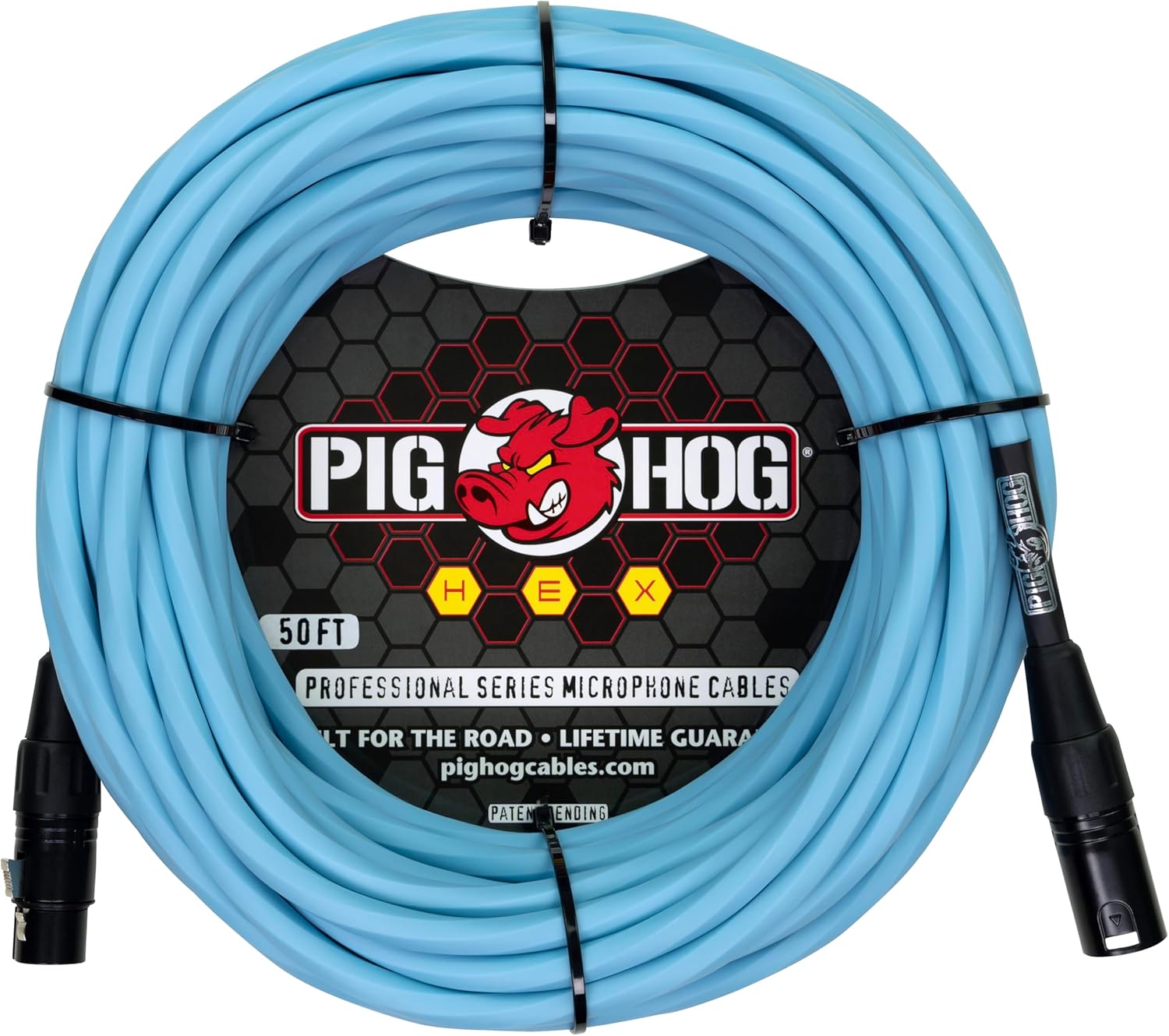 Pig Hog Hex Series Mic Cable, Daphne Blue, 50 Feet