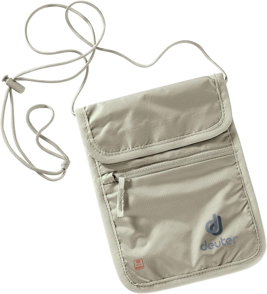 Deuter Security Wallet I - Lightweight and Concealed Travel Neck/Waist Wallet with RFID Block for Traveling - Sand