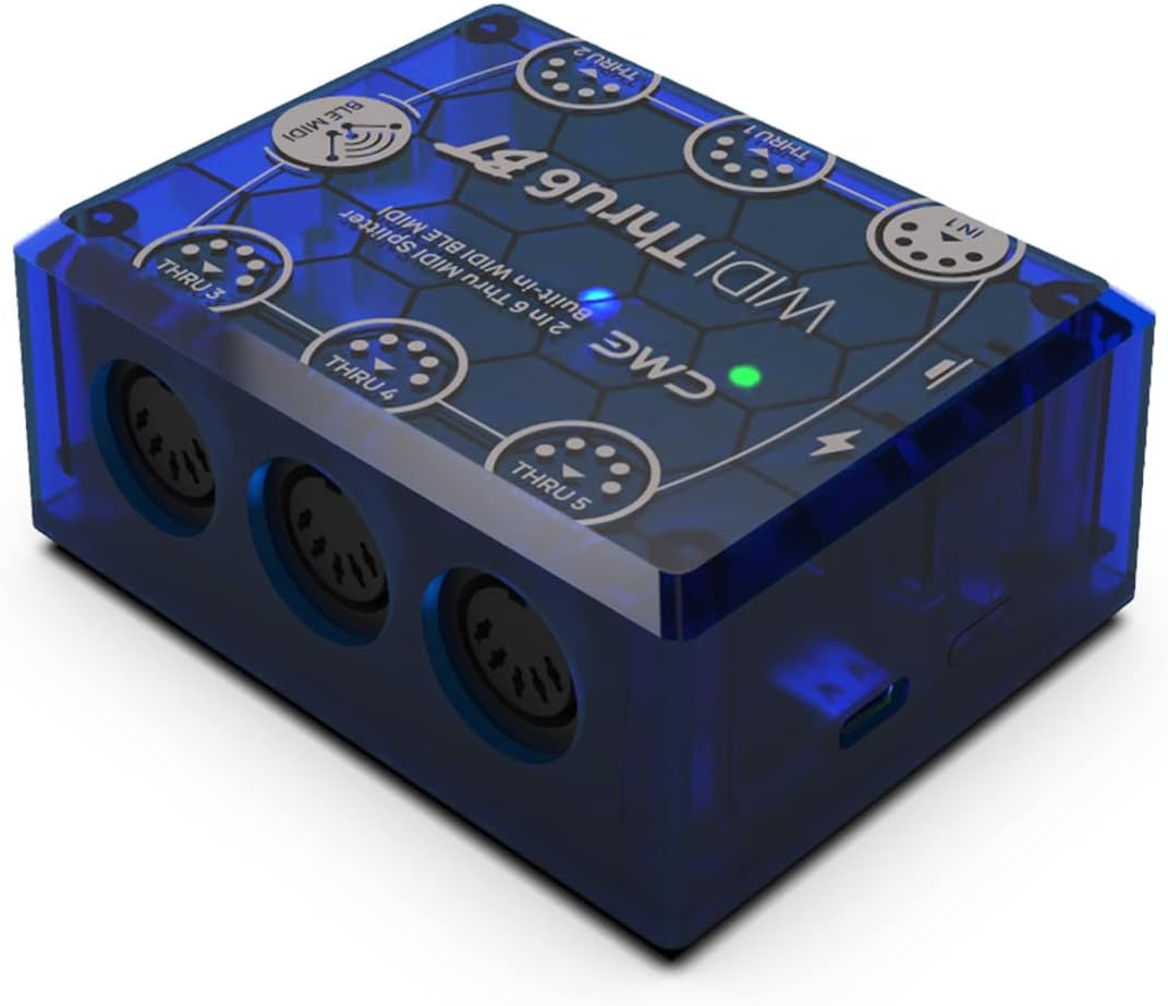 CME WIDI Thru6 BT - 2-in-6-out MIDI Thru/Split with 5-pin DIN and Bluetooth MIDI - future-proof technology, high-speed transfer of all MIDI data, extreme accuracy for all MIDI devices