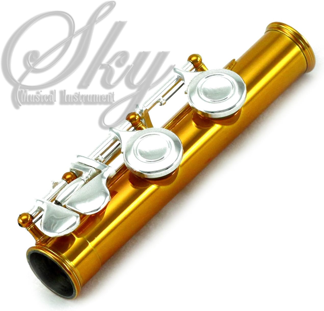 Sky C Flute with Lightweight Case, Cleaning Rod, Cloth, Joint Grease and Screw Driver - Yellow/Silver Closed Hole