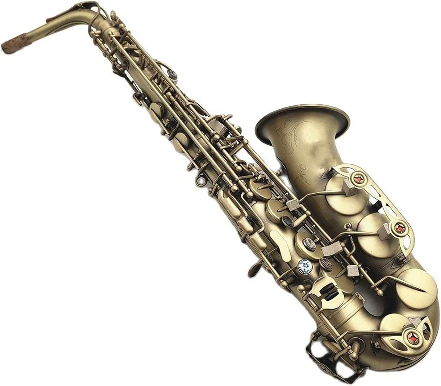 Sax Beginners Kit Alto Saxophone Reference 54 Antique Copper Plated E- Flat Musical Instrument with Mouthpiece Reed Neck Wind Instrument (Color : Dark Khak)