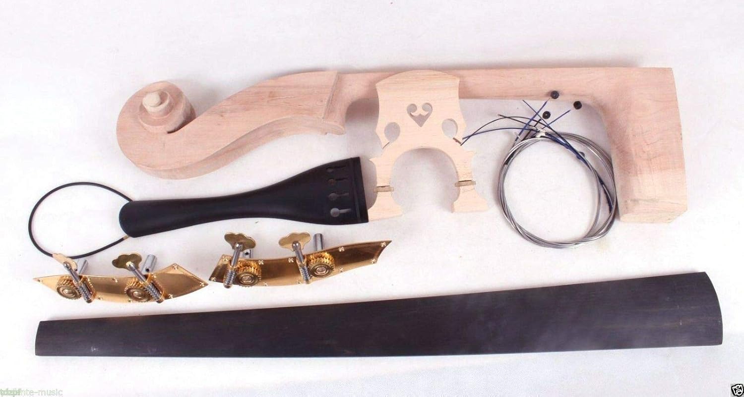 3/4 Double Bass Kit - Upright Bass DIY Project - Ebony Fingerboard, Peg, Tailpiece, Bridge, Strings