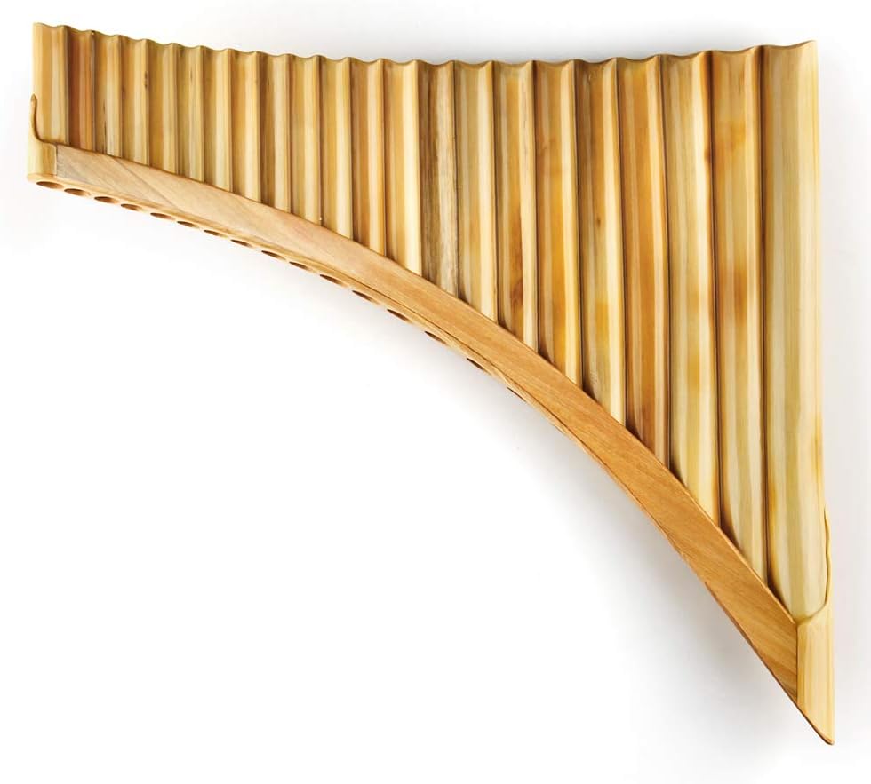 Upscale Romanian Folk Instrument Natural Reed Pan Flute Panpipes G Key Wind Pan flute Flauta Handmade (22 Pipes Right Hand, Wooden Tray)