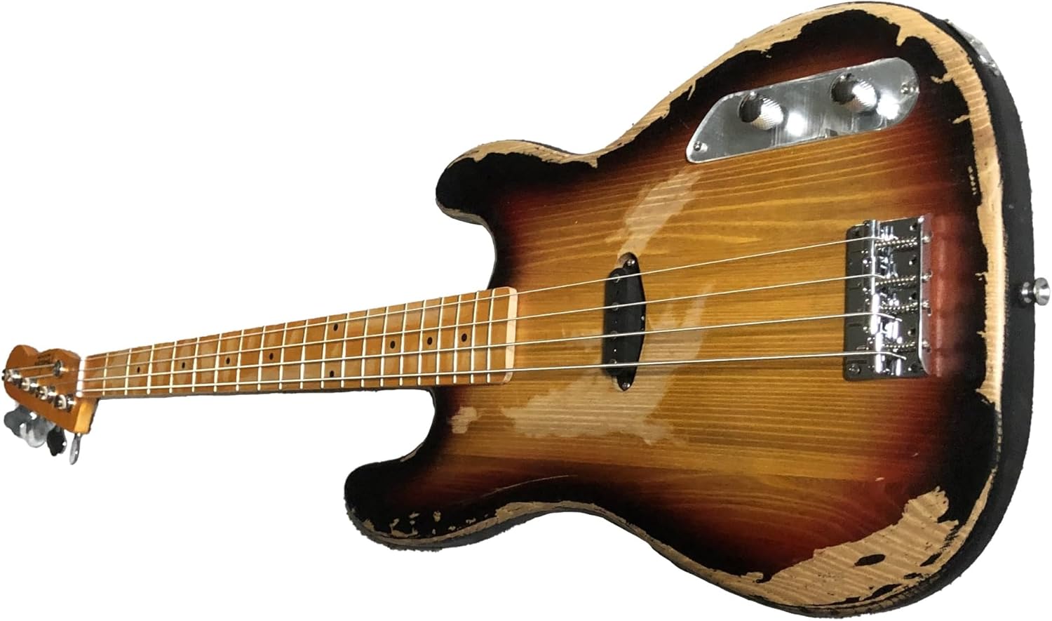 Custom Sunburst 4 String Bass Alder Body 1 Pickup Chrome Hardware