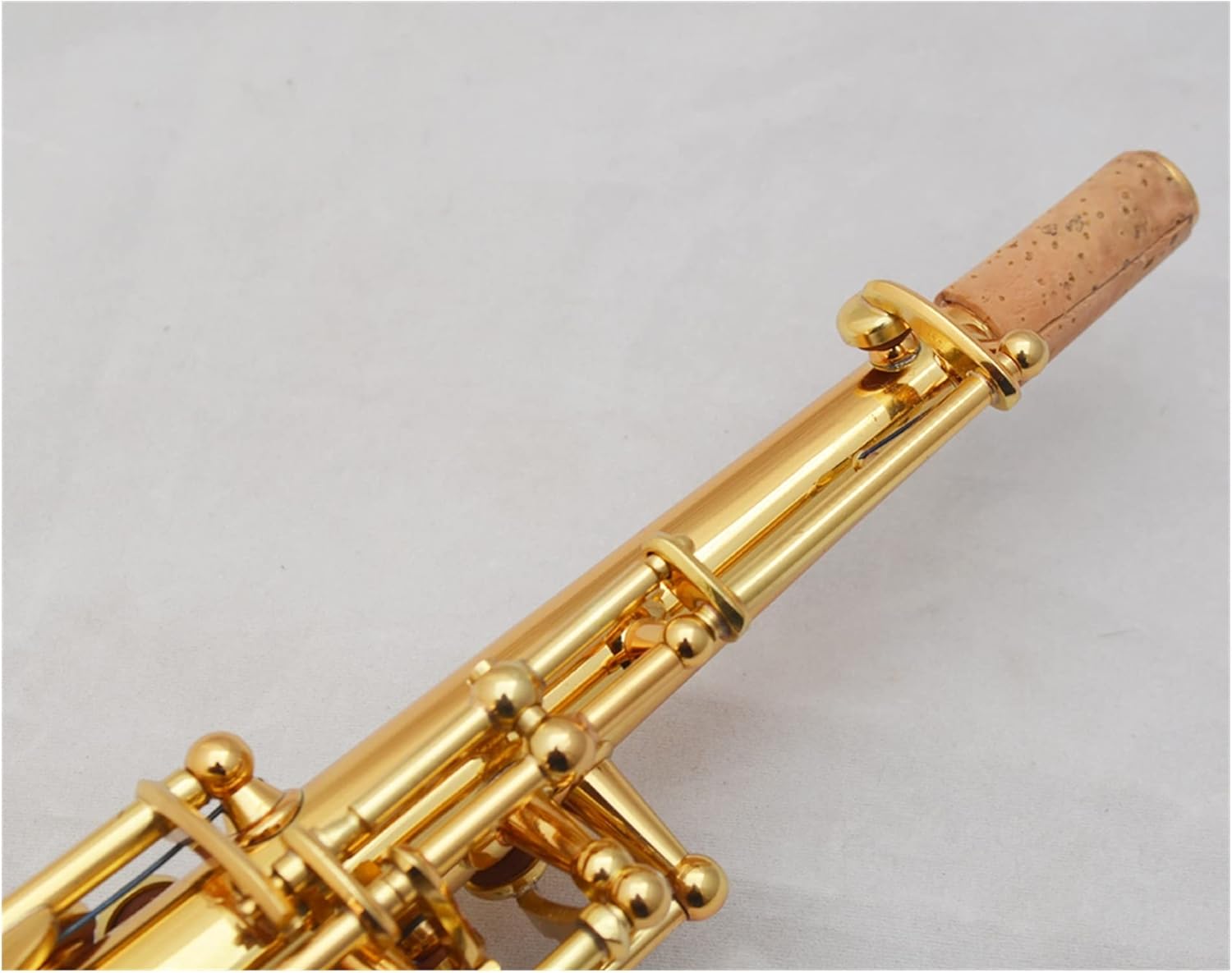 Saxophone Straight Saxophone Soprano Professional Soprano Sax Custom Gold Lacquer Mouthpiece Reeds Neck with Case Key Type Woodwind Instrument (Color : Gold)