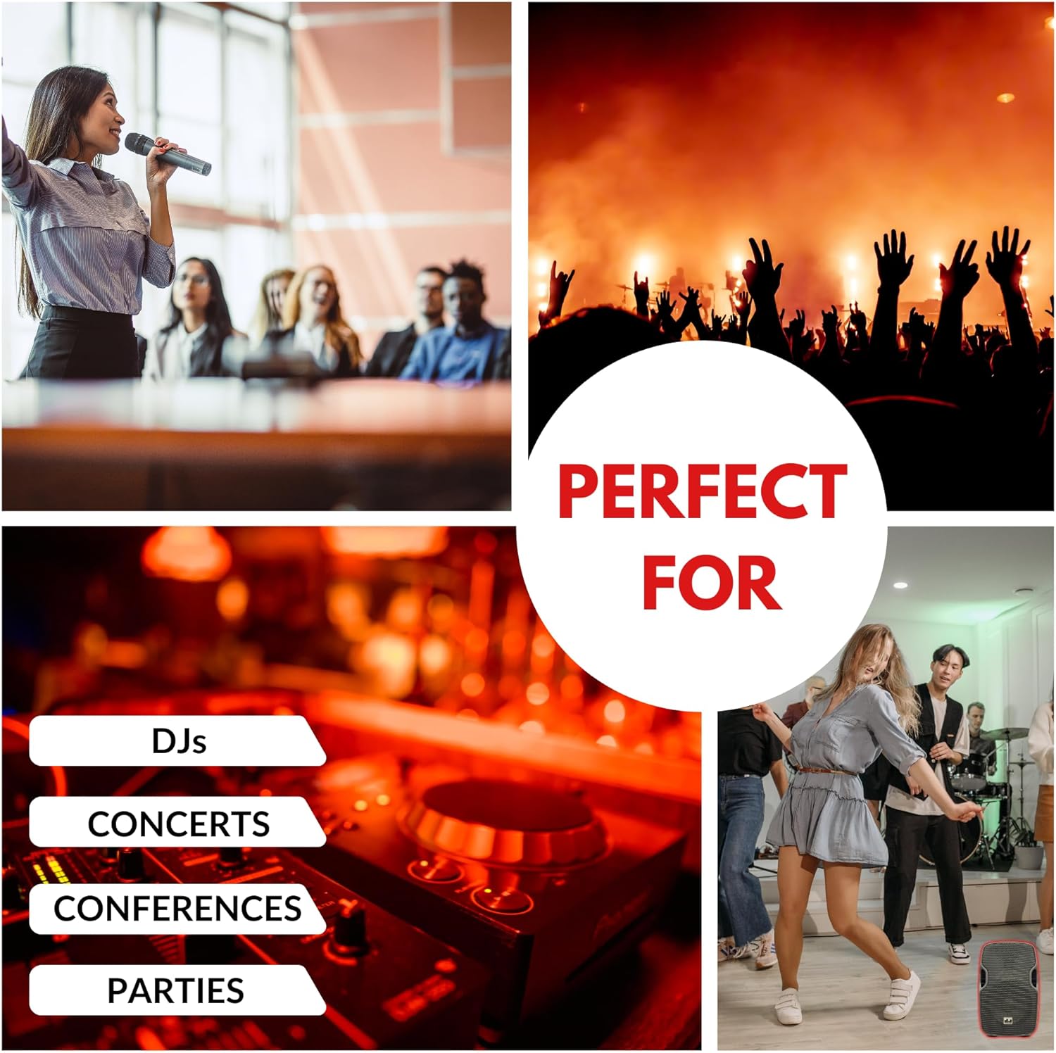 MUSYSIC Portable PA System with Wireless Microphone and Speakers – 6 Ch Audio Mixer with Built-in 2000W Amp & Wireless UHF Microphone System, Multiple Inputs, Complete w/Stands - 15