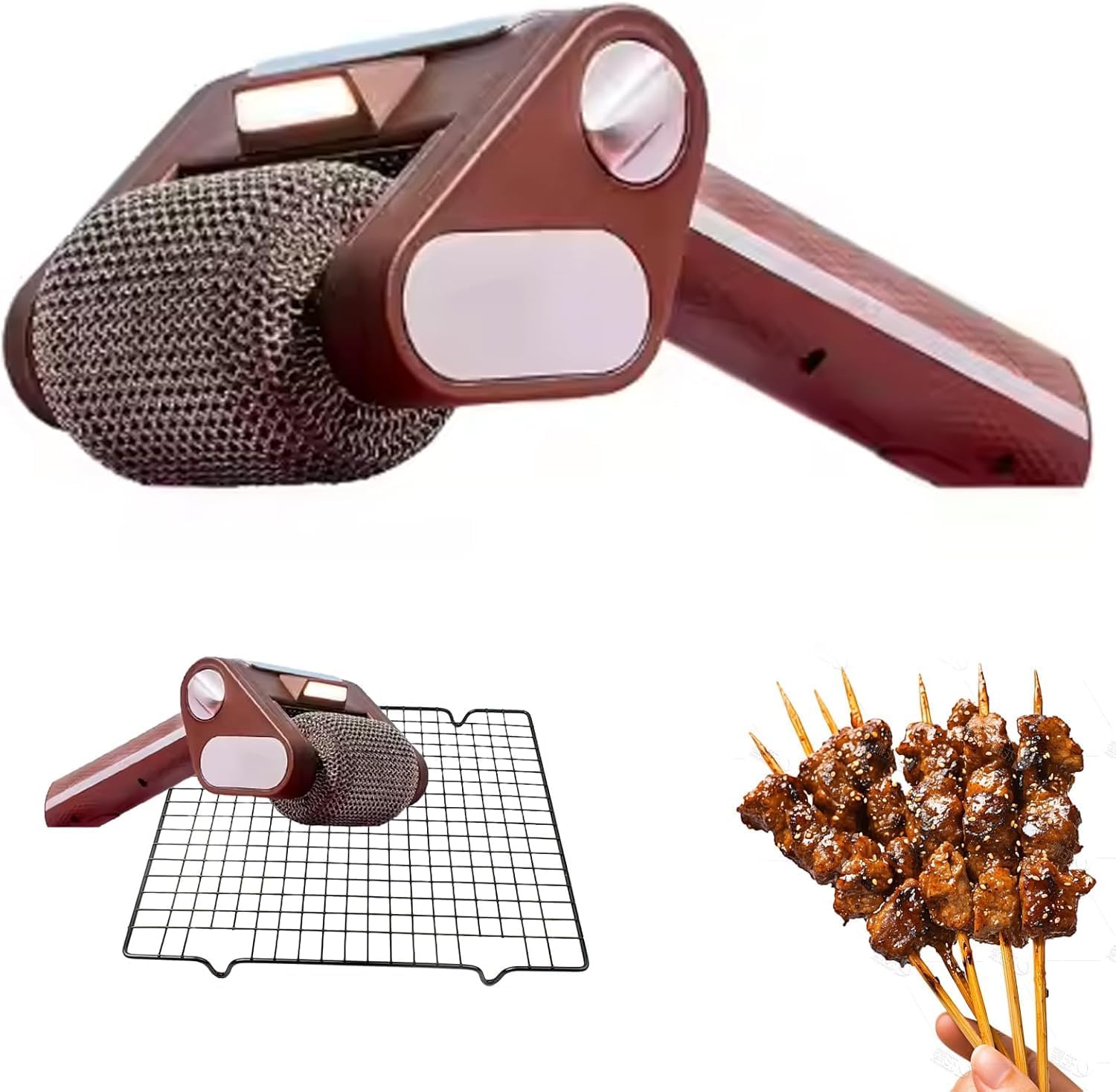 Cordless Electric Grill Brush,Stainless Steel Power Roller Blasts Rotating Cleaning Brush,Rechargeable Brush Cleaner,with Built-in Led Lights,for Outdoor Bathroom and Kitchen