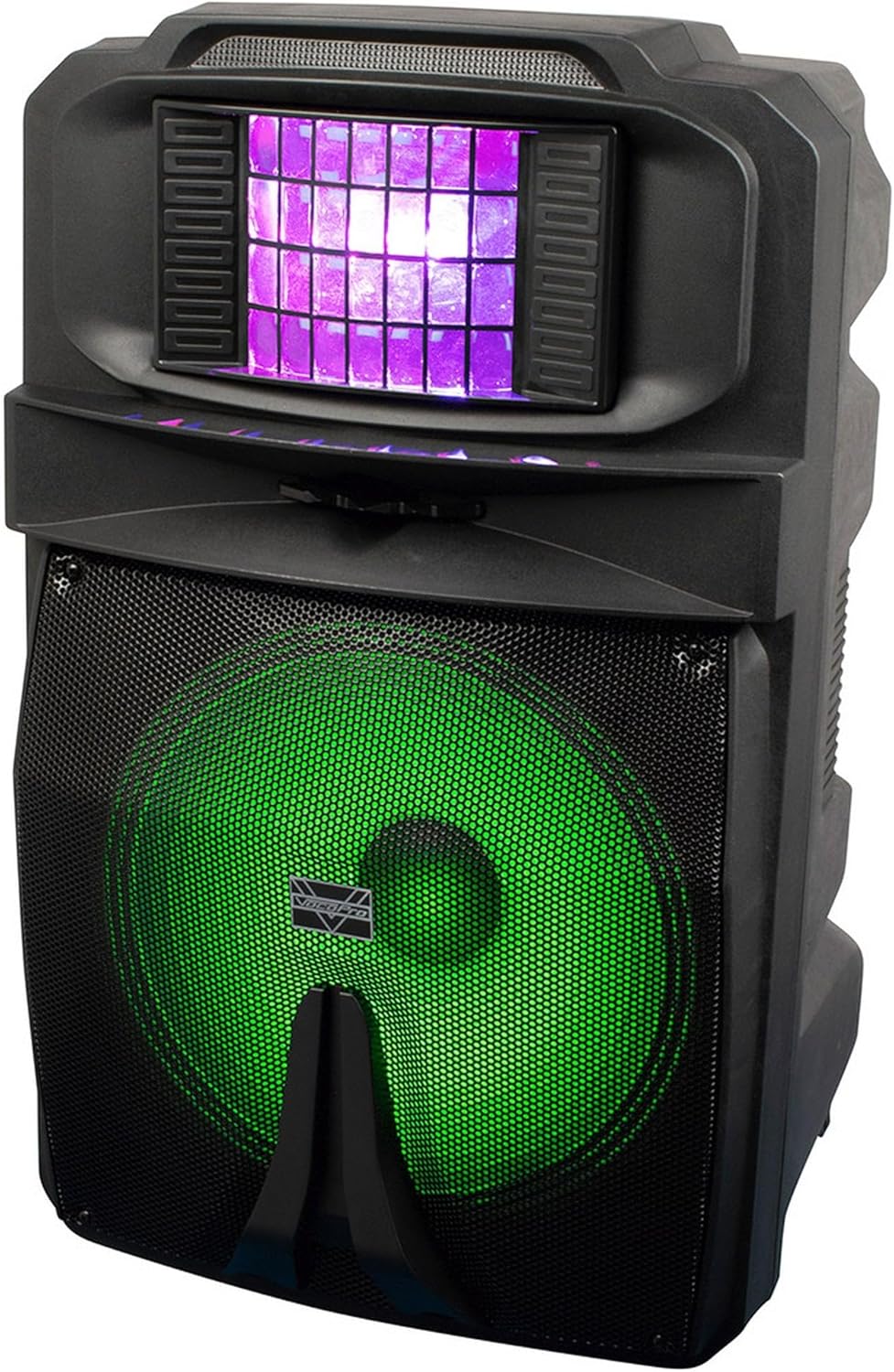 VocoPro 2000W PA System with Two Digital Wireless Vocal Microphones, Eight Channel Mixer with DSP Vocal Effect and Two 15-inch Powered Speakers with Build-in Derby Light.