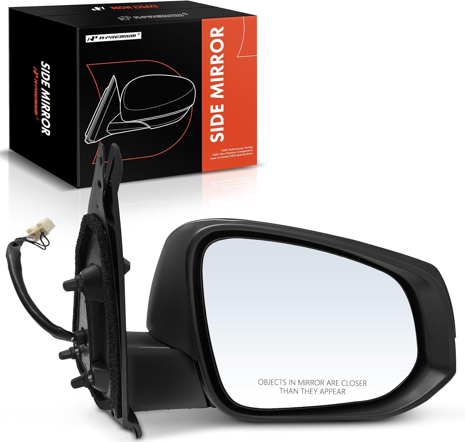 A-Premium Passenger Side Power Door Mirror - Compatible with Toyota Tacoma 2016-2023 - Heated Manual Folding Black Outside Rear View Mirror w/Turn Signal - Replace# 8791504070A0