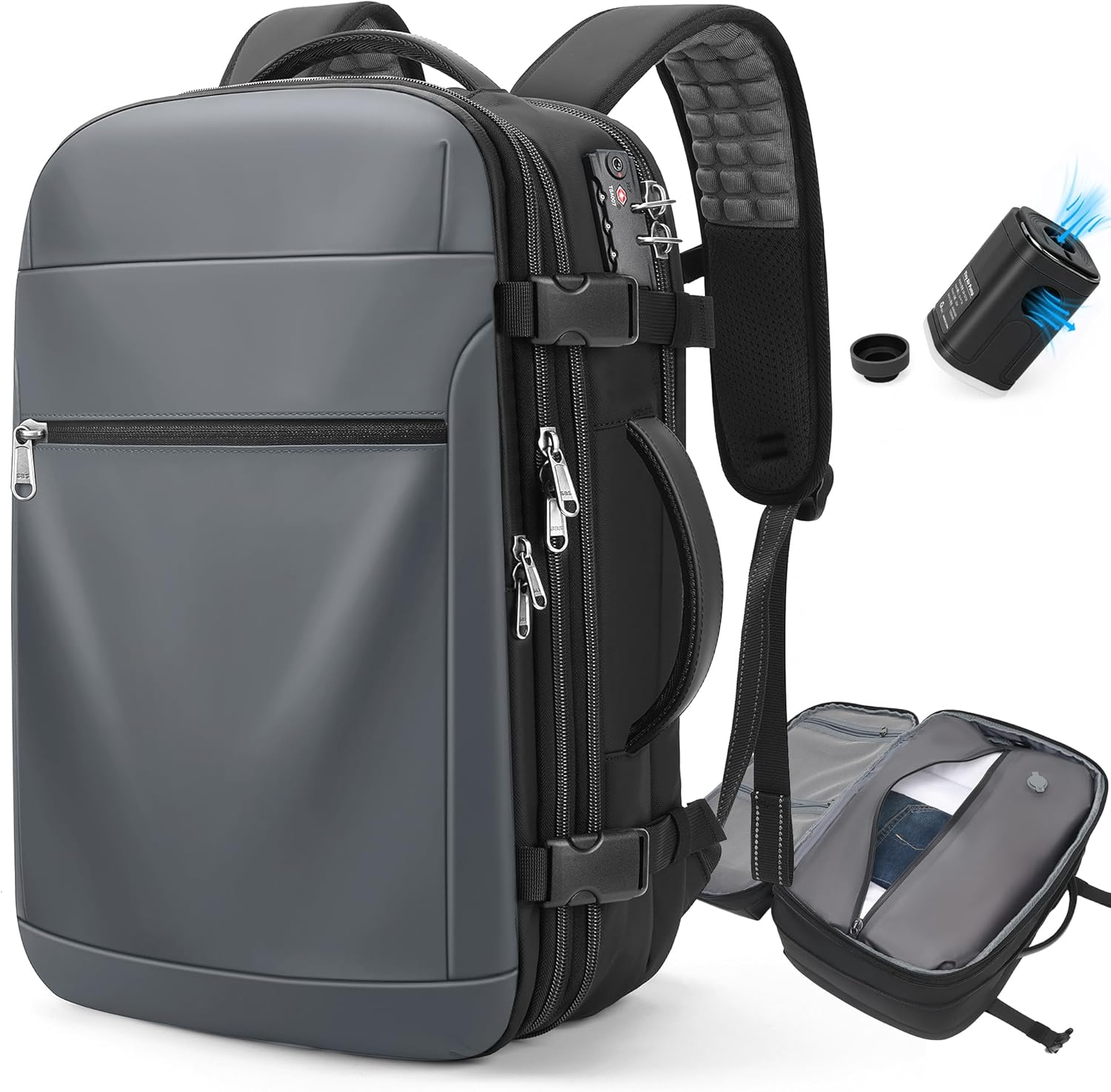 Vacuum Backpack Travel 60L Expandable Vacuum Seal Compression Travel Backpack with Pump, TSA, Waterproof Oxford,17