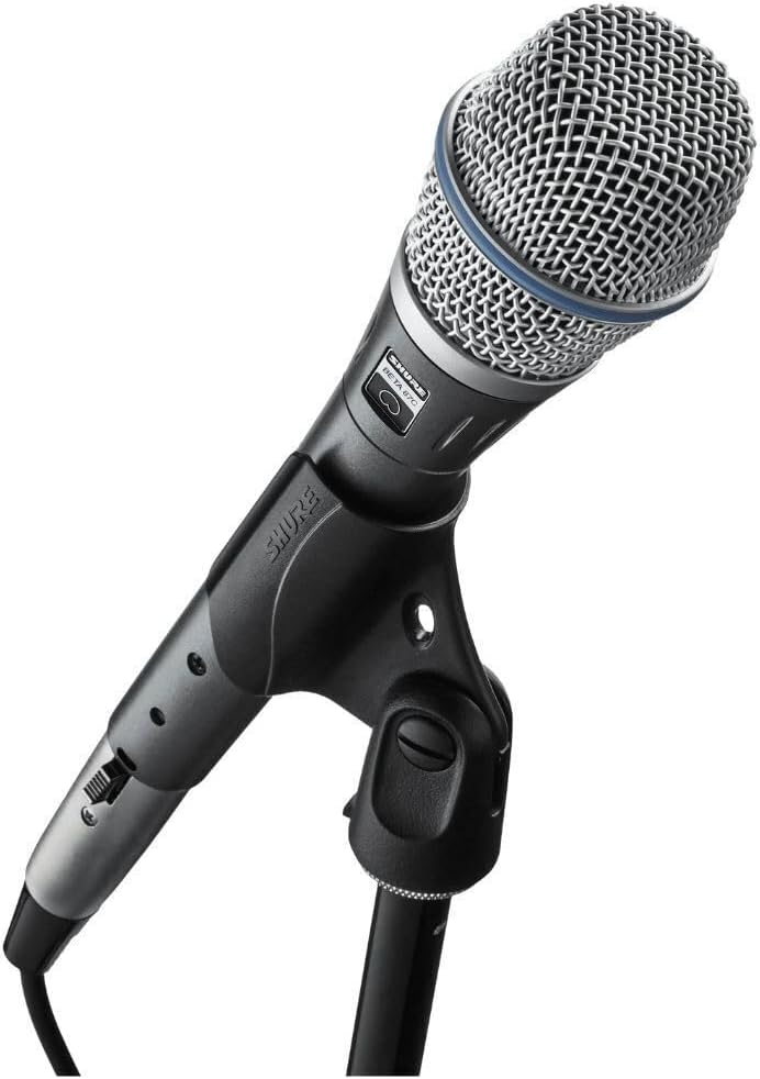 Shure BETA 87C Studio Grade Vocal Microphone with Built-in Pop Filter - Single Element Cardioid Condenser Mic with A25D Mic Clip and Storage Bag, Ideal for Studio Recording and Live Performances