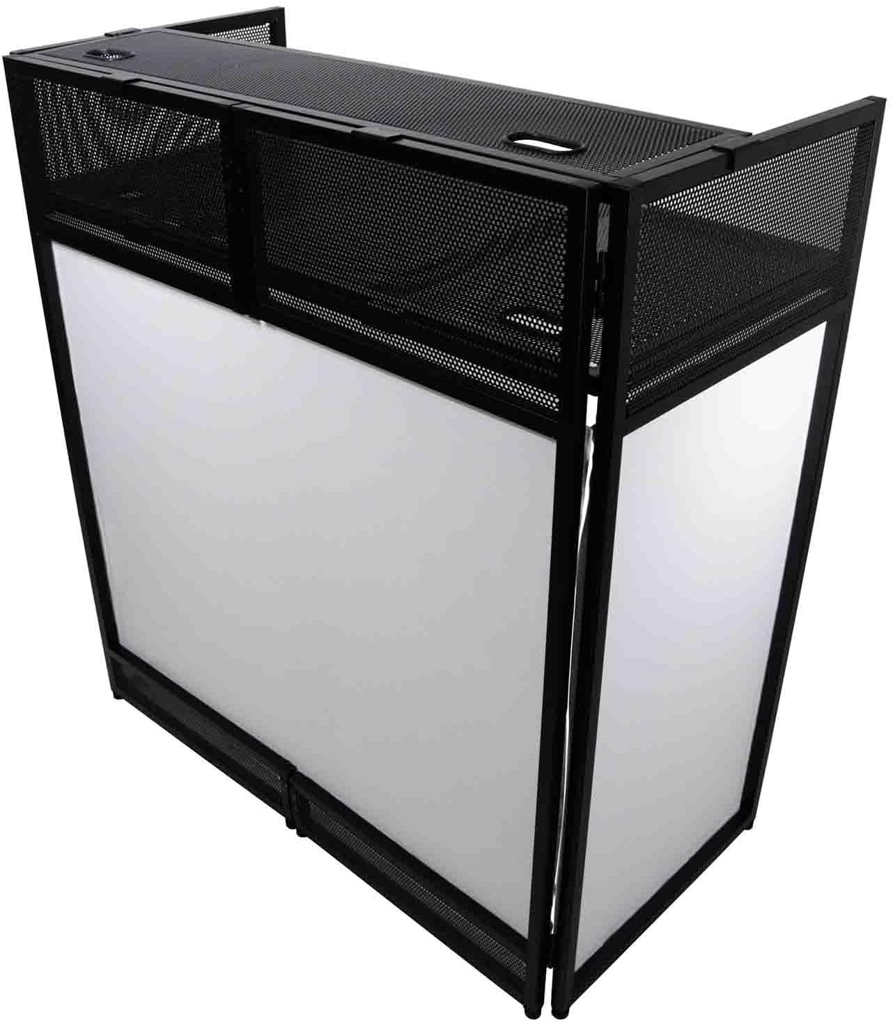 XF-VISTA BL MK2 VISTA VISTA DJ Booth Facade Table Station with White/Black Scrim kit and Padded Travel Bag | Black Hardware