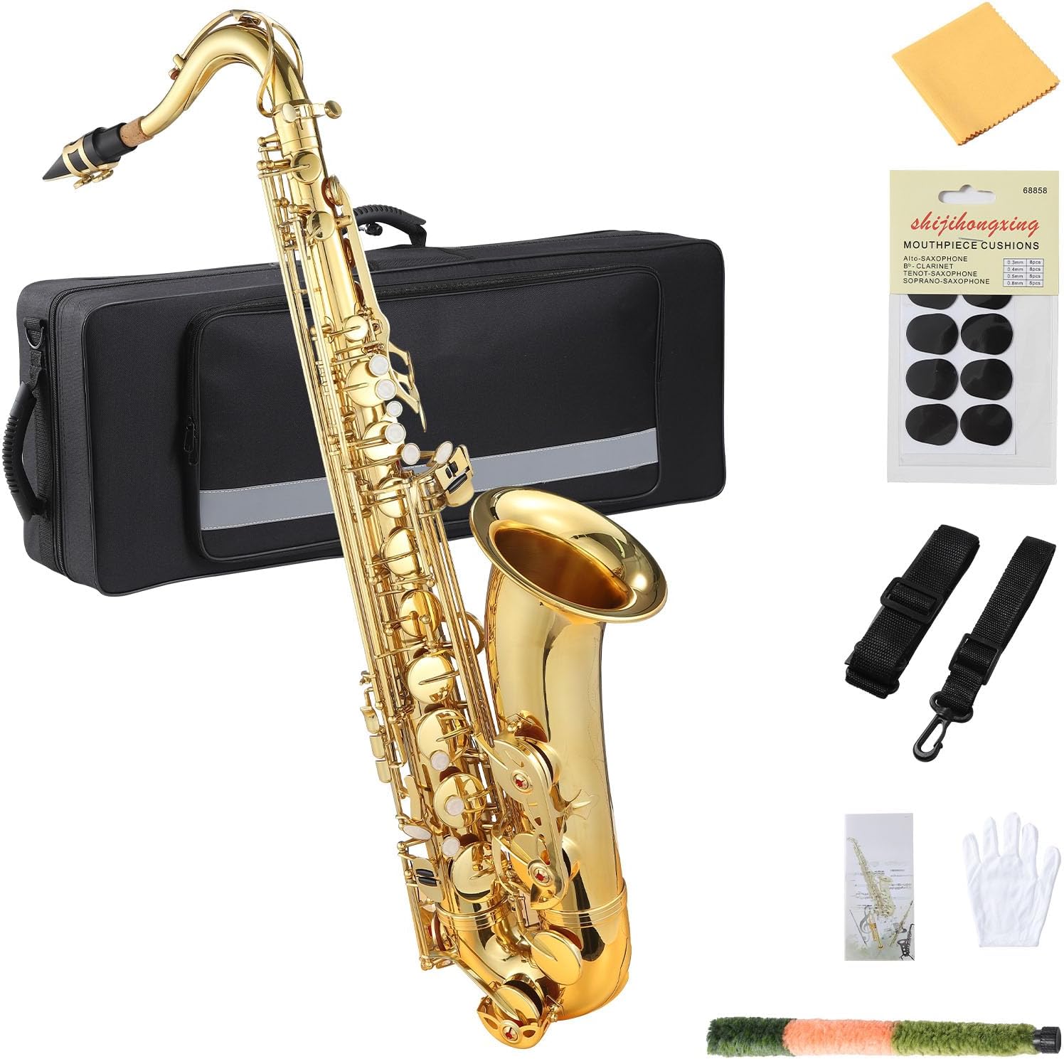 Tenor Saxophone, Brass B Flat Saxophone Kit for Beginners, Professional