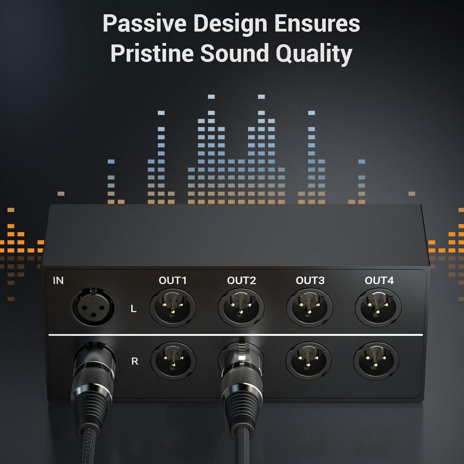Cubilux AS-X1 1-In-4-Out Stereo XLR Audio Selector, Passive 1-Female to 4-Male Balanced XLR Source Switcher Box