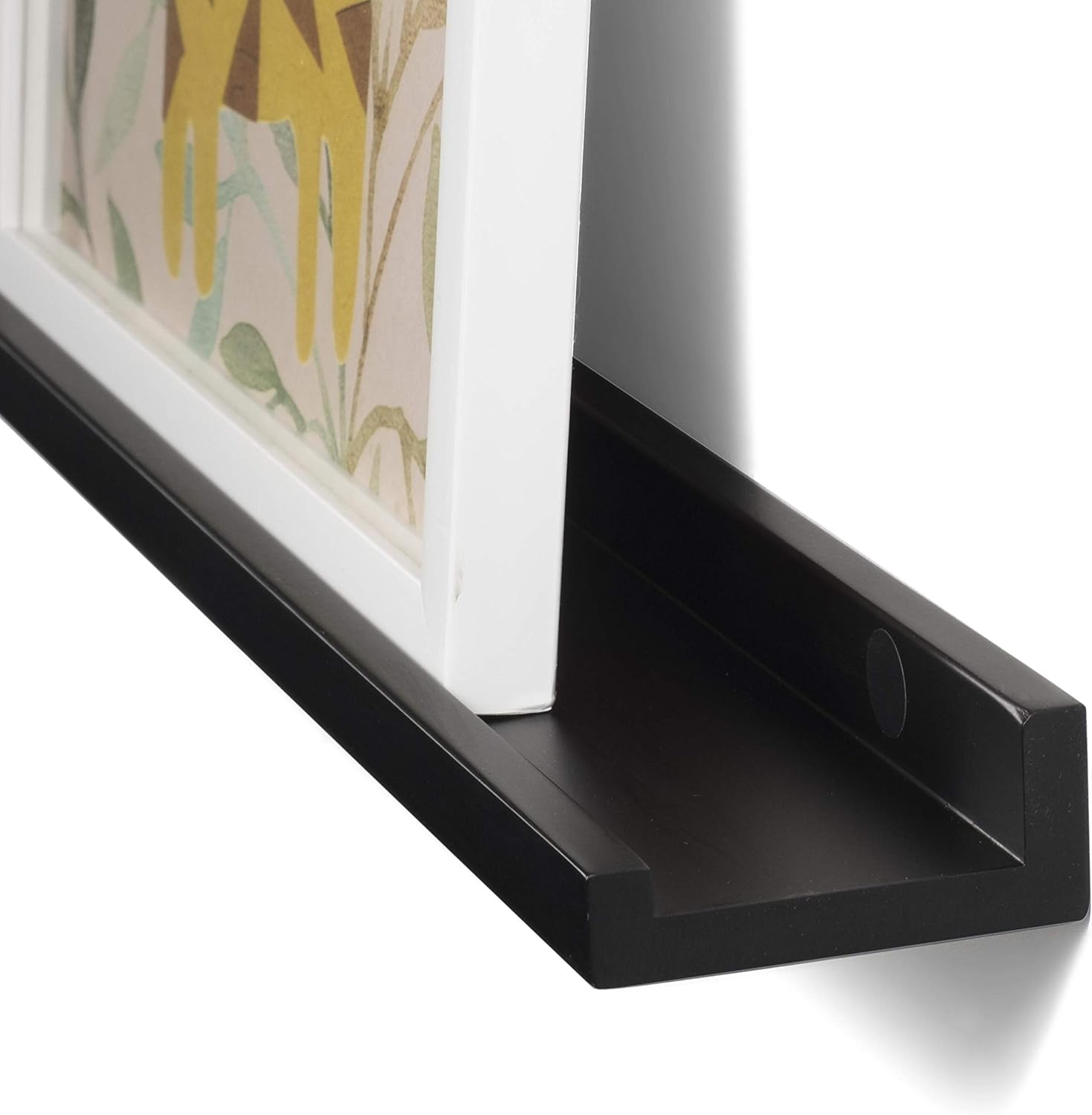 Wallniture Modern Floating Wall Ledge Shelf for Pictures and Frames Black 46 Inch Set of 2