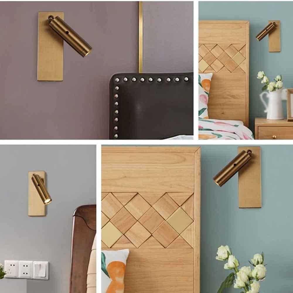 LED Wall Light Sconce Set of 2,Wall Mounted Lamp Headboard Reading Light with USB Charging Port, for Indoor Decor Bedroom LIiving Room Vanity Light Fixture Lámpara de Pared (Color : Copper)