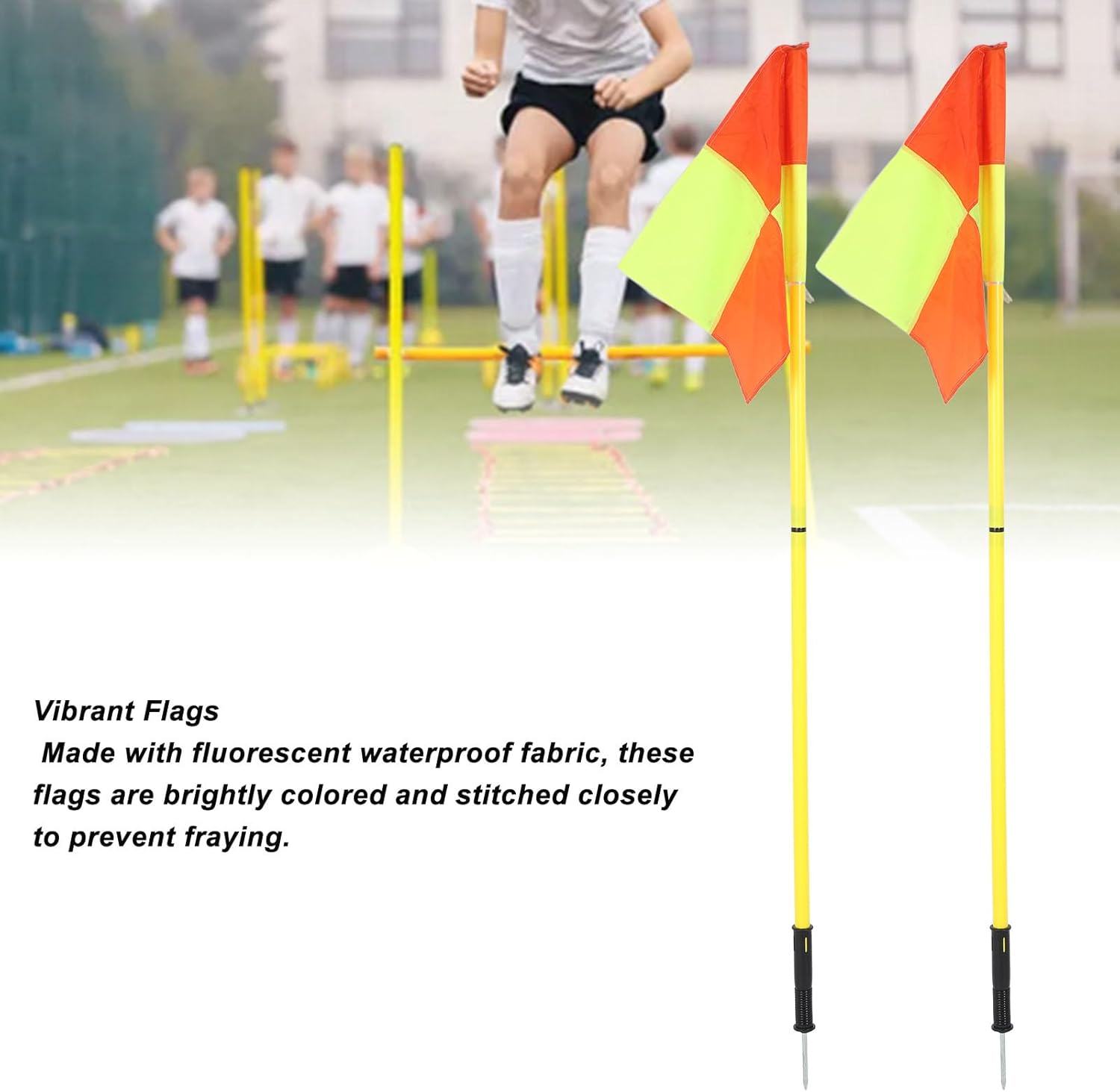 Soccer Corner Flags, Set of 4 1.5m Portable Soccer Poles & Football Field Corner Flags with Storage Bag, Windproof Soccer Flags Soccer Poles Soccer Equipment for Training