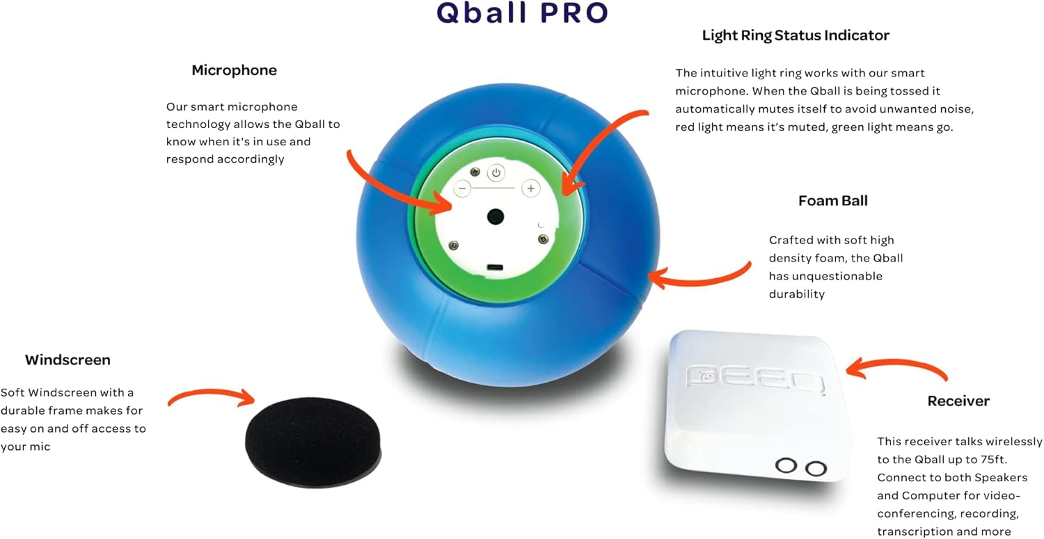 PEEQ Qball PRO Throwable Wireless Microphone System with LED Light Ring