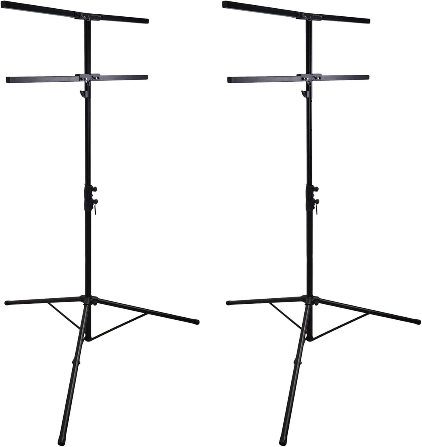 Rockville Bundle: (2) RVLS-F1 12' Ft DJ Lighting Tripod Tree Stands, Folding Design, 110 lb Capacity, Safety Pin Lock, Adjustable Height, for Stage and Mobile Setups (2 items)