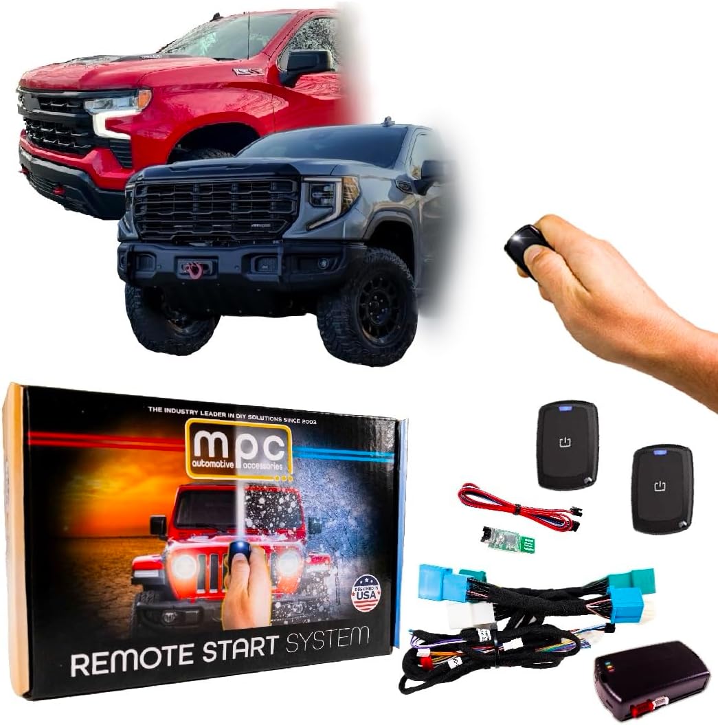 MPC Remote Start Kit for Chevy Silverado/GMC Sierra 1500/2500/3500 2015-2023 || 2X Long Range 2,000ft 4-Button Remotes || Plug and Play || Key to Start Only || USA Tech Support